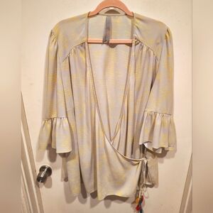 Melissa McCarthy 7 Seven Women's Artsy Chiffon Wrap Top Sz 2X-Boho Festival Wear